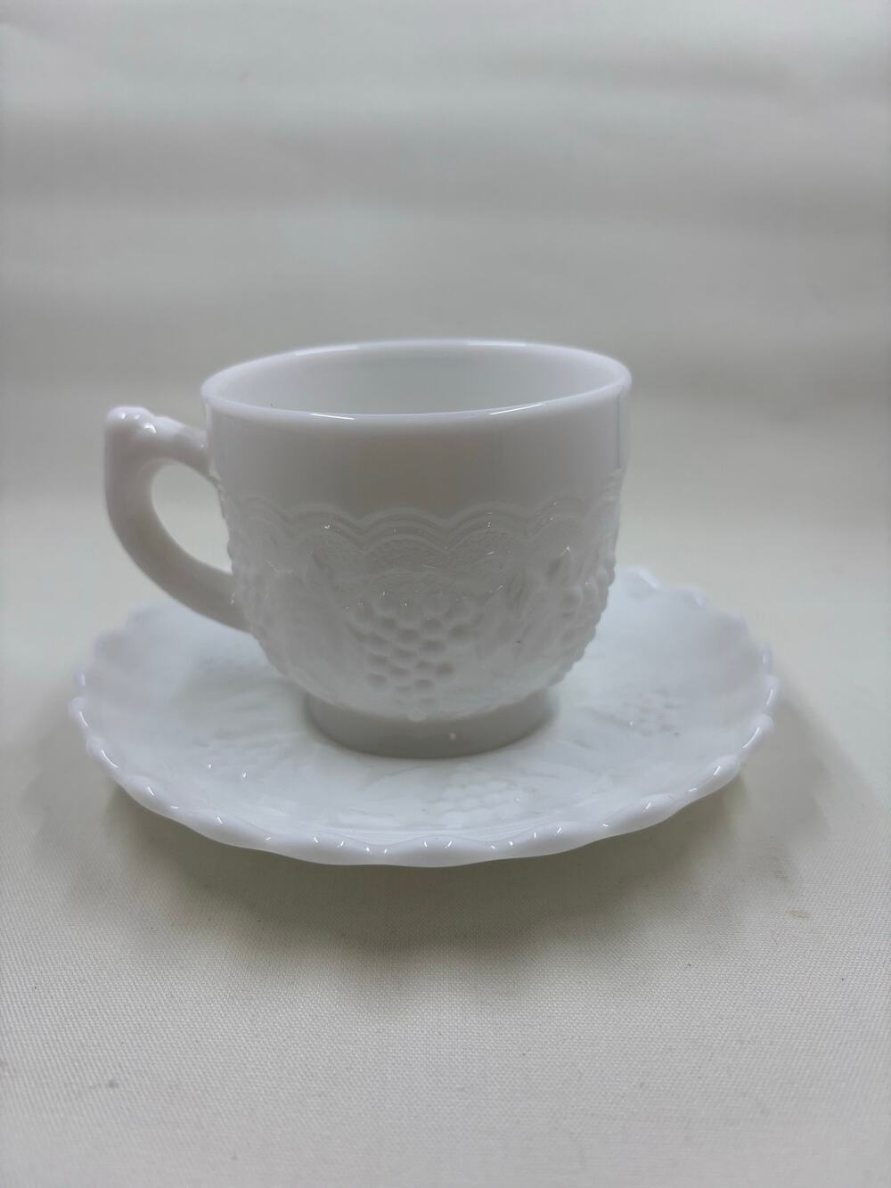 Imperial Milk Glass Tea Cup + Saucer